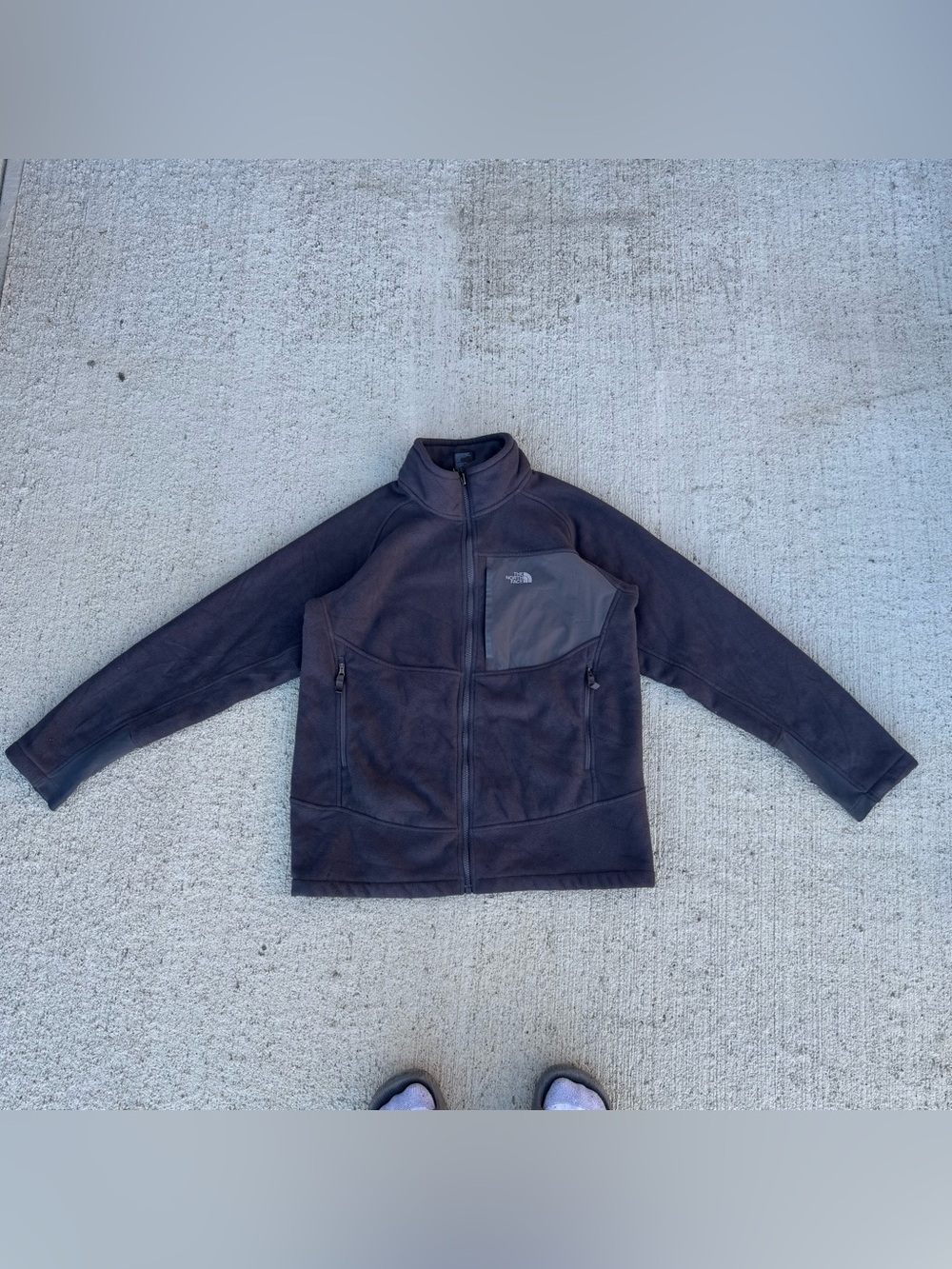 The North Face Chimborazo Fleece Jacket Boys Gray Full Zip Hooded XL 18/20